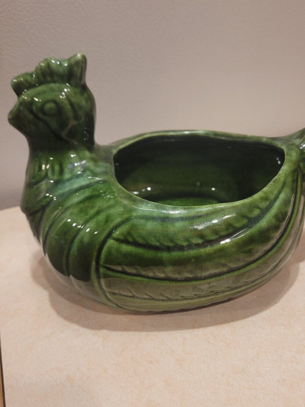 Vintage Green Hen planter